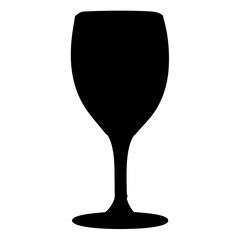 Wine glass silhouette icon for drink or celebration themes, Black silhouette of a wine glass, commonly used in designs related to beverages, dining, parties, celebrations, or hospitality industries.
