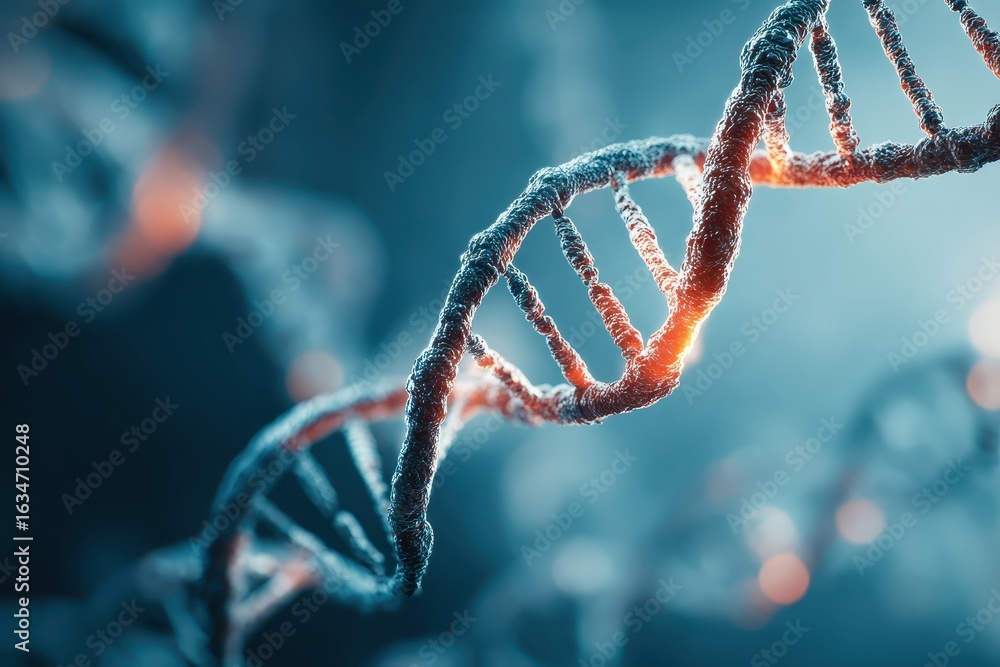 Poster advancements in biotechnology and bioengineering highlighted through intricate visualization of dna 
