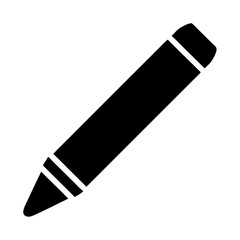 Pencil icon silhouette for writing or editing tools, Black silhouette of a pencil, commonly used to represent writing, editing, drawing, note-taking, or design-related user interface functions.
