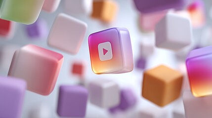 colorful abstract ui elements floating on white digital background