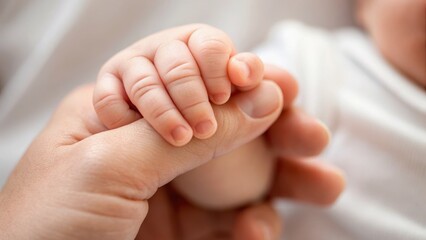 A tender moment of a baby's hand grasping an adult's finger, symbolizing love, connection, and the bond between generations.