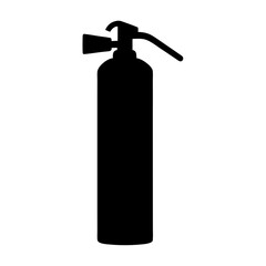 Black silhouette of a fire extinguisher on a white background