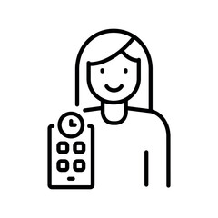 kids planner black line icon.