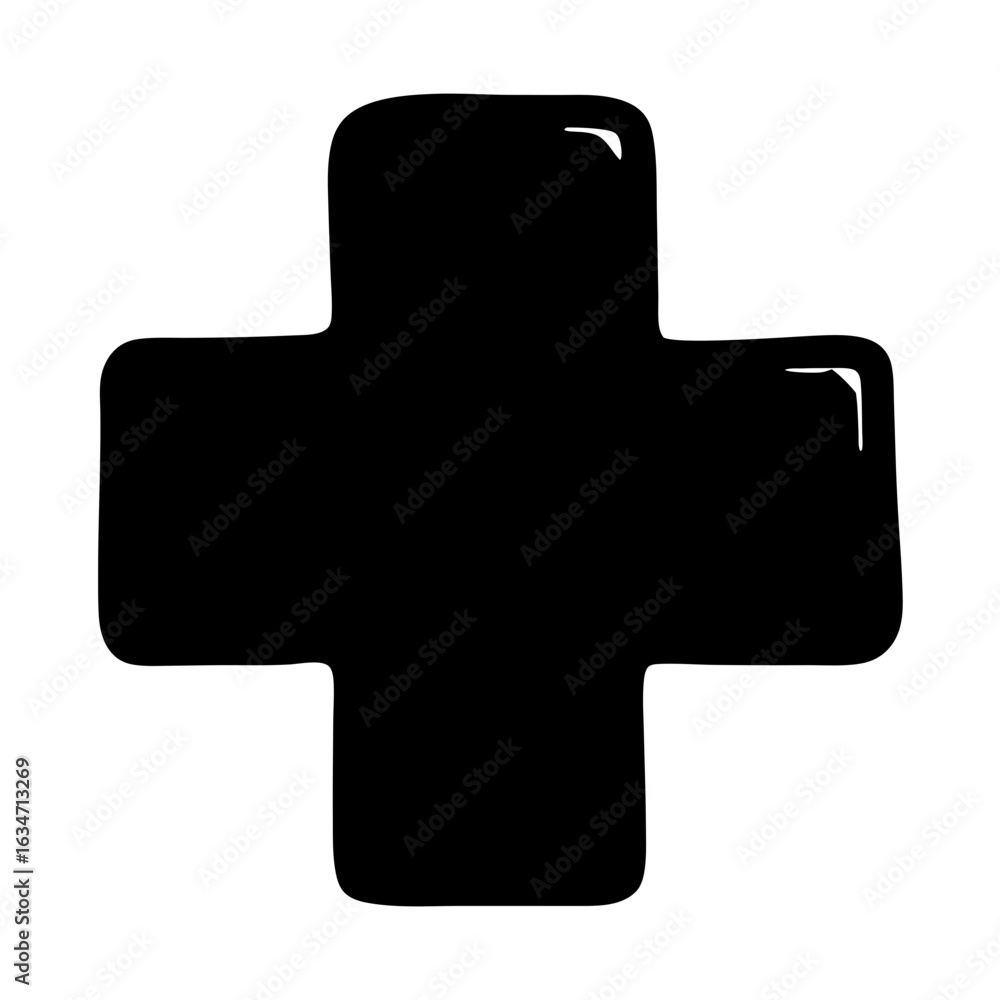 Poster simple black cross with rounded corners on a white background design