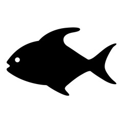 Silhouette of a Tropical Fish with Prominent Dorsal Fin on White