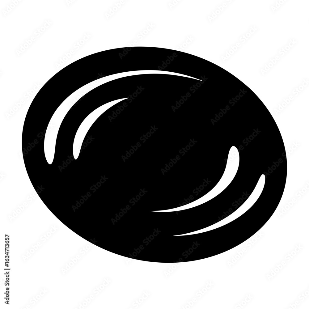 Poster abstract black oval shape with two sets of three curved lines