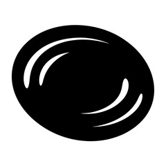 Abstract black oval shape with two sets of three curved lines