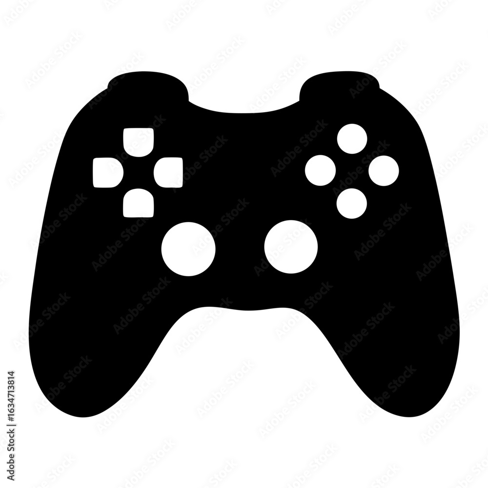 Poster classic black video game controller for entertainment and interactive gameplay systems