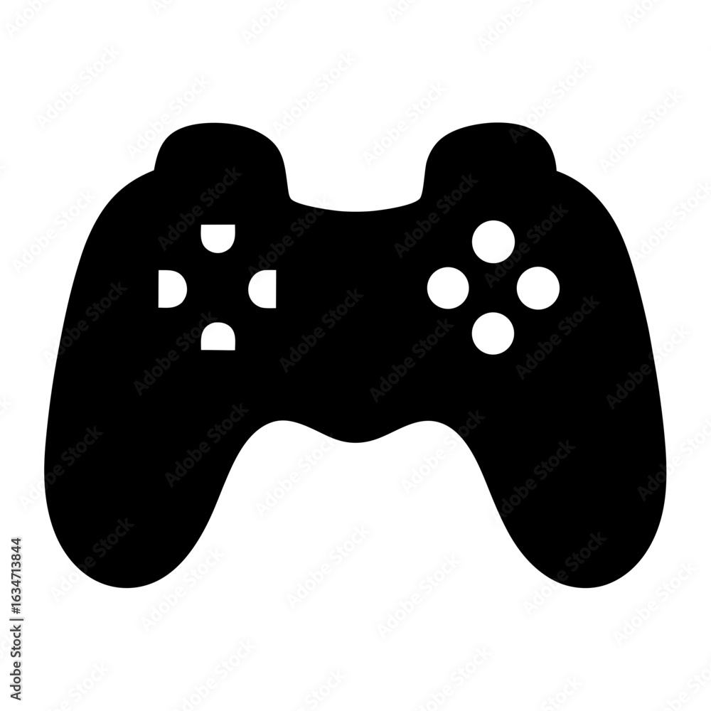 Poster black and white video game controller icon with classic button layout