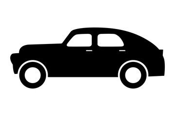 Fototapeta premium Black silhouette of car isolated on a white background. Vector icon, illustration, design element.