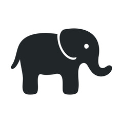 Obraz premium Simple elephant silhouette icon on white background
