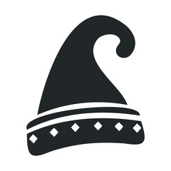 Fototapeta premium Black and white santa hat icon with diamond pattern