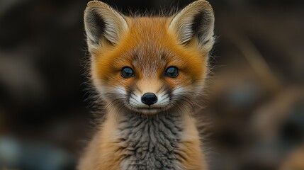Naklejka premium Close - up Portrait of a Young Red Fox with Expressive Eyes 