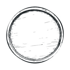 Hand-drawn circular frame with vintage texture on white background