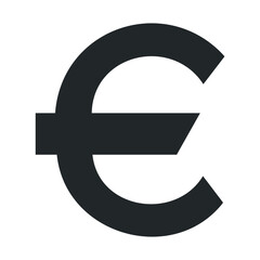 Bold black euro currency symbol on white background
