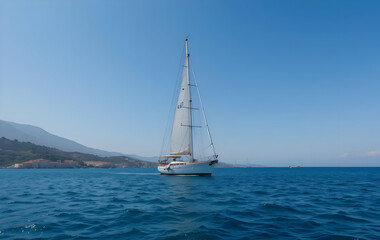 Fototapeta premium Sail boat sailing in the Mediterranean sea