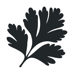 Fototapeta premium Silhouette of a flat parsley leaf icon in minimalist black design