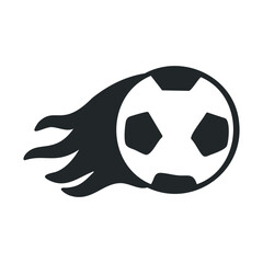 Obraz premium Flaming soccer ball silhouette icon representing fast motion in sports