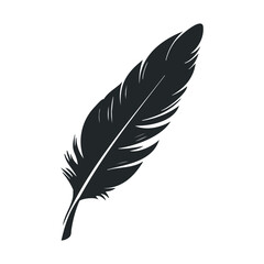 Obraz premium Black silhouette of a feather on white background