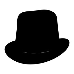 Vintage Black Top Hat Silhouette Isolated on White Background, Classic Design