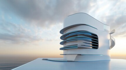 Futuristic oceanfront building