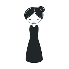 Fototapeta premium Minimalist black and white illustration of woman in long dress