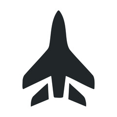 Fototapeta premium Black airplane silhouette icon on white background