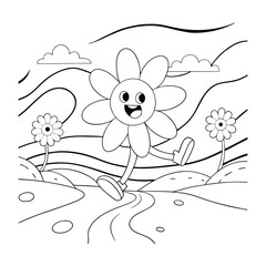 Fun cartoon flower outline
