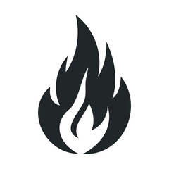 Black flame icon symbolizing fire and energy with bold design