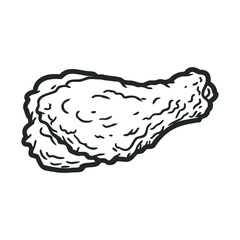 Obraz premium Illustration of crispy fried chicken drumstick on white background