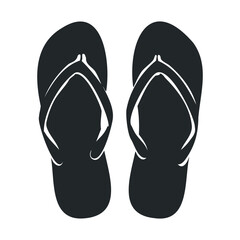 Black flip-flops silhouette on white background
