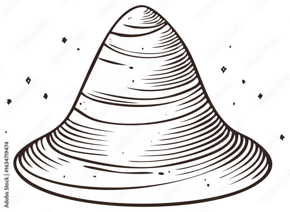 Aufkleber conical object with ribbed texture and sparkling accents sketch