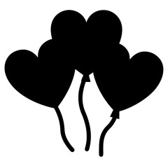 A trio of heart shaped balloons tied with string, floating gracefully
