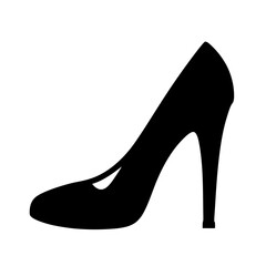 Silhouette of a Classic High Heel Shoe on a White Background