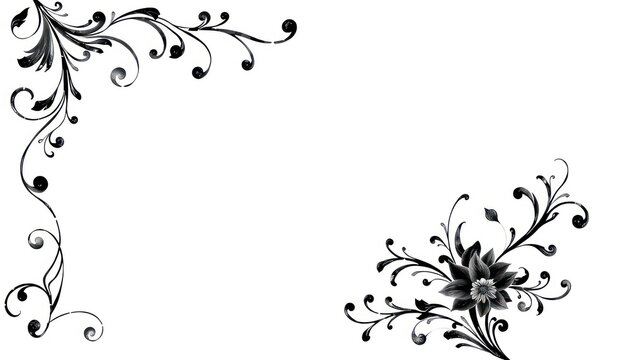 Elegant Flourish Frame in Black and White for Decorative Projects