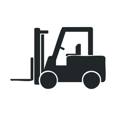 Fototapeta premium Black silhouette of industrial forklift on white background