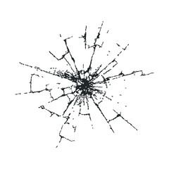 Abstract black ink design with cracked shattered pattern on white background