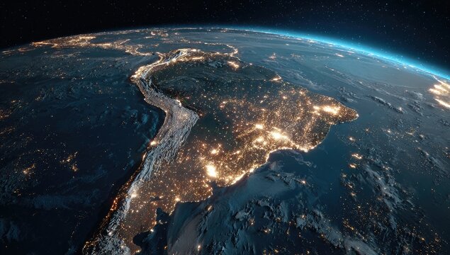 Earth at night, South America