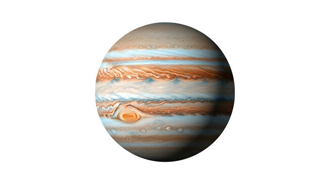 Jupiter planet with visible atmospheric bands    .ai generative, transparent background, white background. isolated on white background, png, jpeg, jpg.