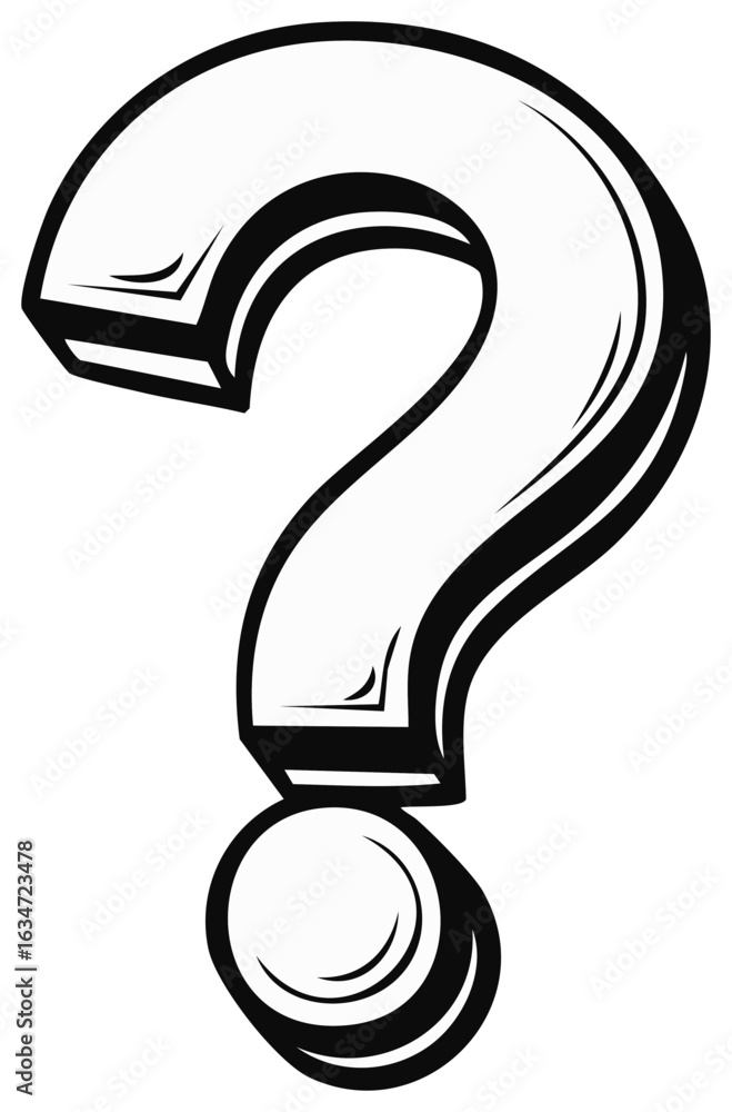 Poster bold question mark symbol graphic design with shading