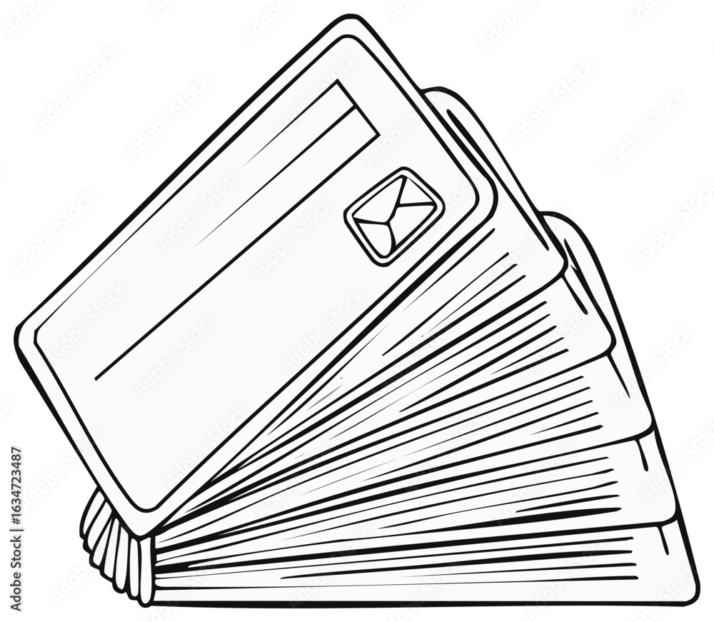 Poster stack of outline envelopes with mail symbol
