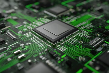 Obraz premium Close-up circuit board with central processor (1)