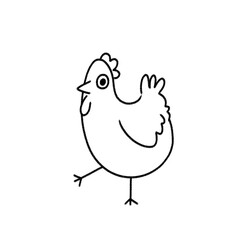 hand drawn of whimsical chicken, rooster, and hen illustrations