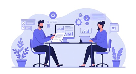 Obraz premium Accountant Explaining Financial Statements to Client in Modern Office, Providing Expert Guidance, Financial Clarity, and Professional Support for Informed Business Decision-Making