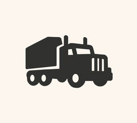 Semi-Truck vector Icon. Black silhouette of Truck