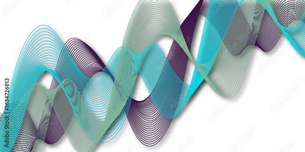 Aufkleber purple, orange twisted line art pattern. abstract creative squiggle. curved lines and waves. futuris