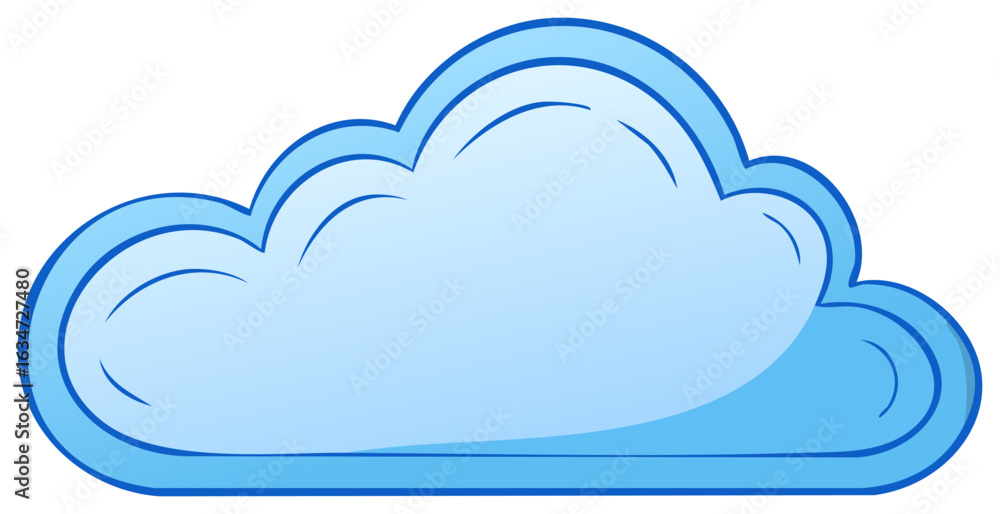 Poster cartoon blue cloud design element for weather forecast or cloud computing interface design with a si