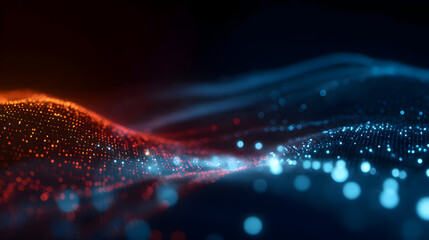 Luminous Particle Wave: A Digital Duality of Fiery Orange and Cool Blue Energy.
