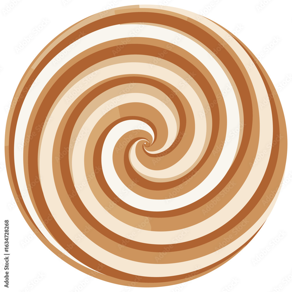 Poster hypnotic swirling circle with varying shades of brown and white generating an abstract dynamic visua