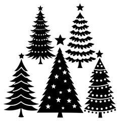 Obraz premium Hand-Drawn Christmas Tree Set Sketch Art